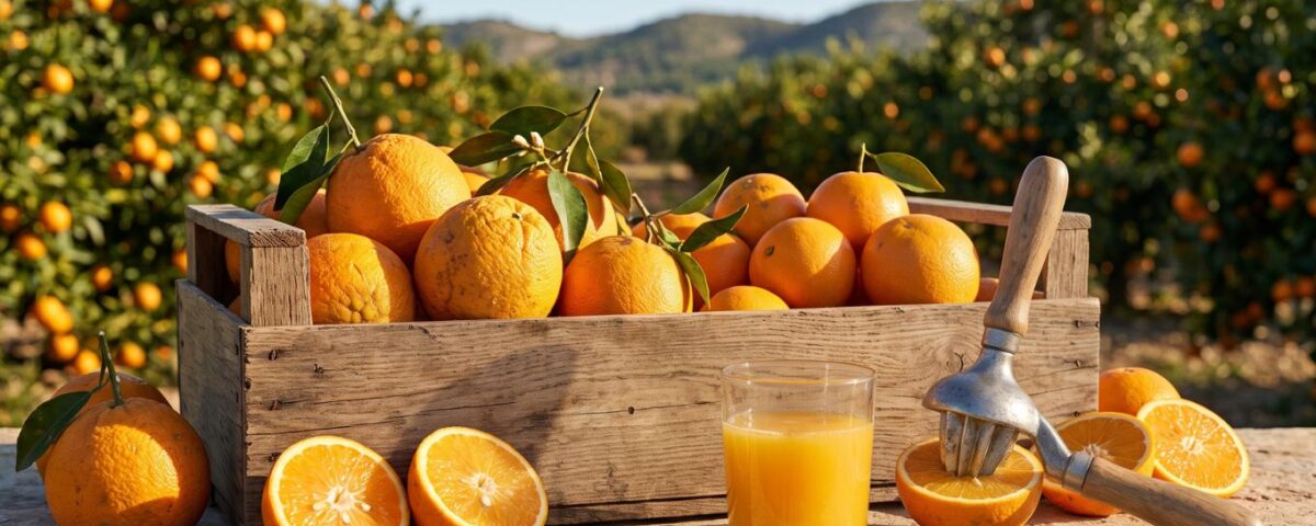 Naranjas de mesa y naranjas de zumo en campo