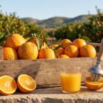 Naranjas de mesa y naranjas de zumo en campo