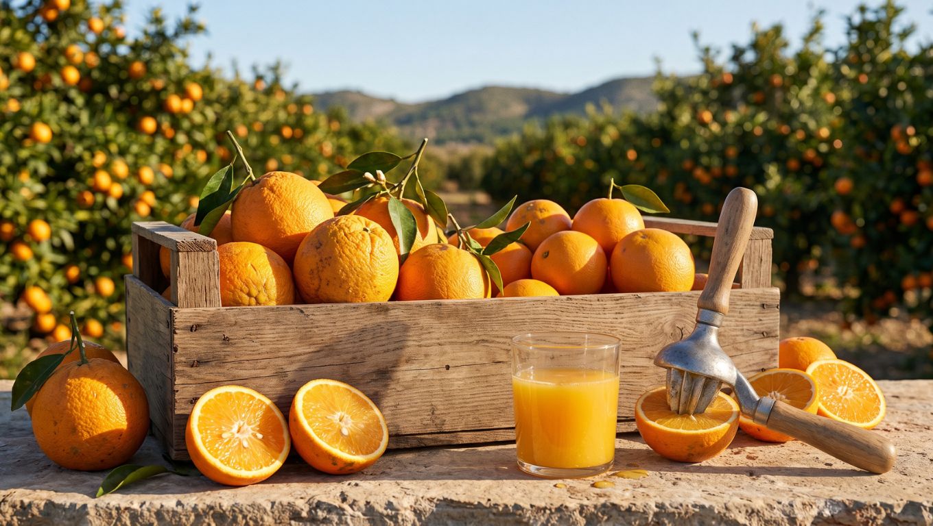 Naranjas de mesa y naranjas de zumo en campo
